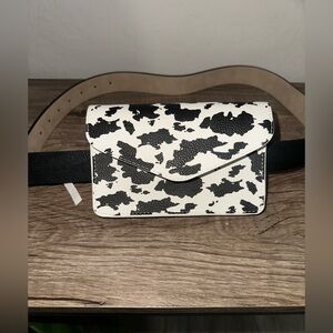 wild fable Black and White Cow Print Mini Belt Bag